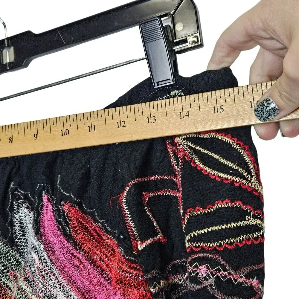 Colorful Handcrafted Embroidered Skirt Festival Burning Man Intricate Frayed M - Picture 10 of 12